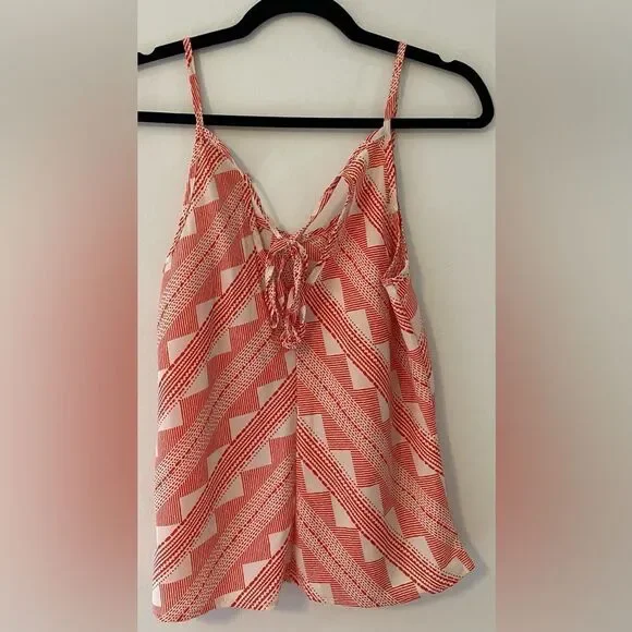 Boho Tank Top, Orange and White Geometric Pattern, Charlotte Russe, Size M - Picture 2 of 5